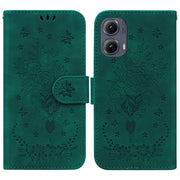 For Motorola Edge 2024 Butterfly Rose Embossed Leather Phone Case(Green)