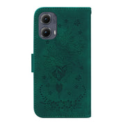 For Motorola Edge 2024 Butterfly Rose Embossed Leather Phone Case(Green)