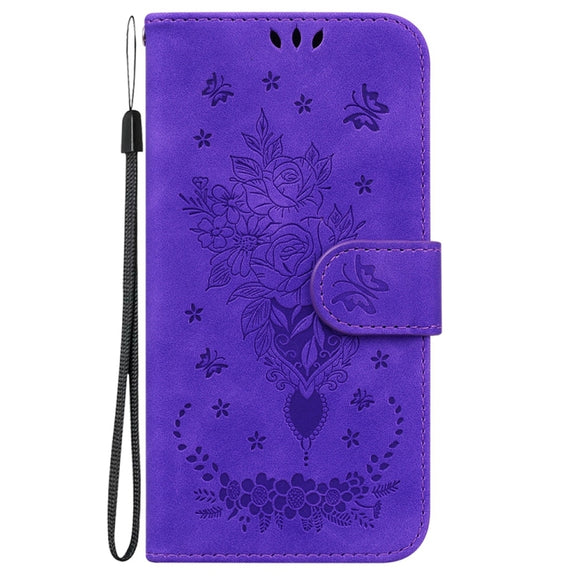 For Motorola Edge 2024 Butterfly Rose Embossed Leather Phone Case(Purple)