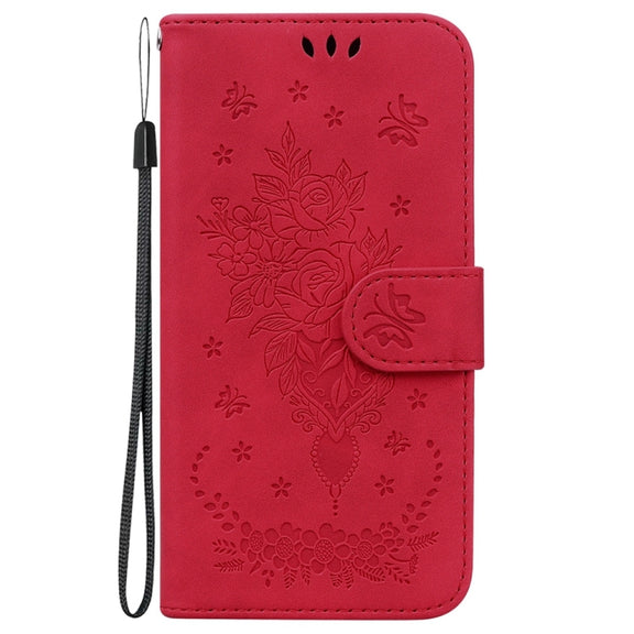 For OPPO A38 4G / A18 Butterfly Rose Embossed Leather Phone Case(Red)