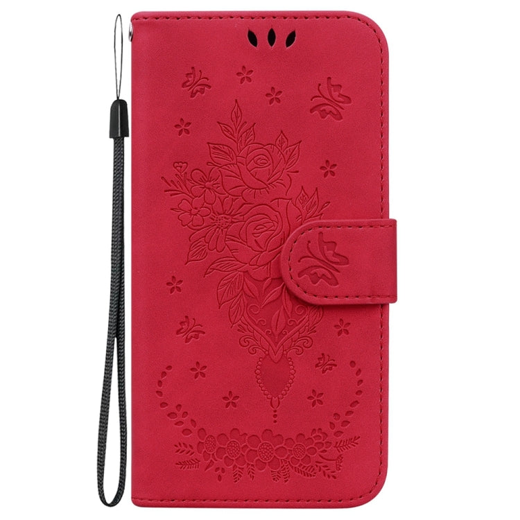 For OPPO A38 4G / A18 Butterfly Rose Embossed Leather Phone Case(Red)