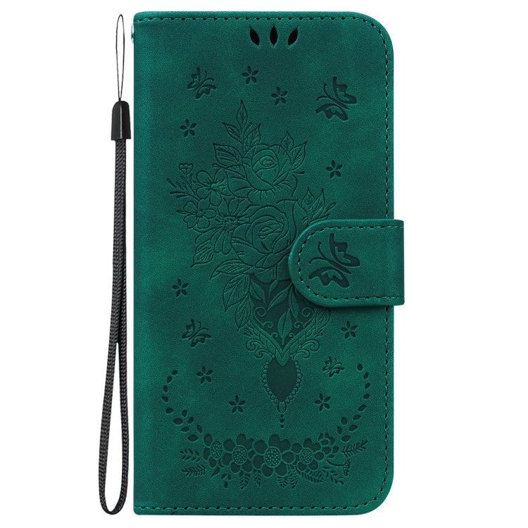 For Realme C67 4G Global Butterfly Rose Embossed Leather Phone Case(Green)