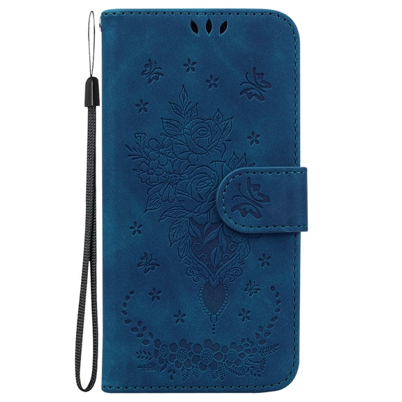 For Realme 12 5G Butterfly Rose Embossed Leather Phone Case(Blue)