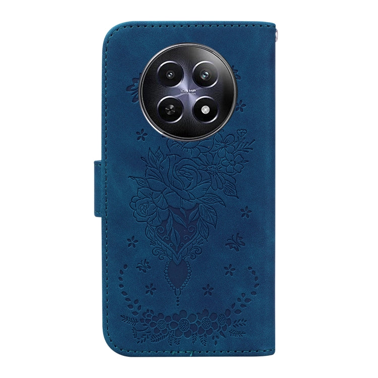 For Realme 12 5G Butterfly Rose Embossed Leather Phone Case(Blue)