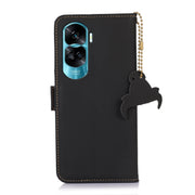 For Honor 90 Lite / X50i 5G Genuine Leather Magnetic RFID Leather Phone Case(Black)