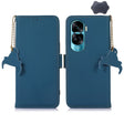 For Honor 90 Lite / X50i 5G Genuine Leather Magnetic RFID Leather Phone Case(Blue) - Honor Cases by PMC TechLife | Online Shopping South Africa | PMC TechLife | Buy Now Pay Later Mobicred