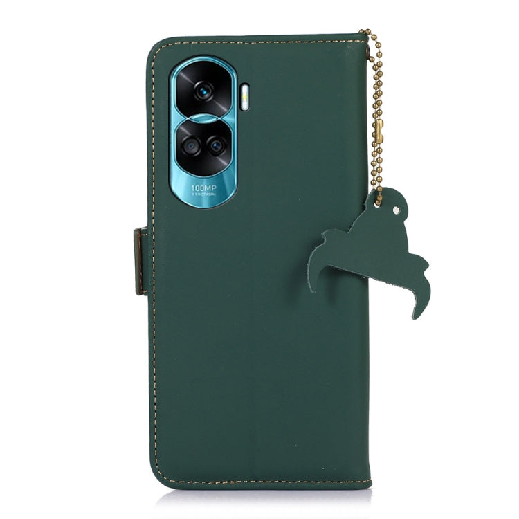 For Honor 90 Lite / X50i 5G Genuine Leather Magnetic RFID Leather Phone Case(Green)