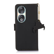 For Honor 90 5G Genuine Leather Magnetic RFID Leather Phone Case(Black)