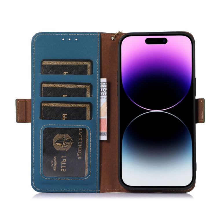 For Honor 90 5G Genuine Leather Magnetic RFID Leather Phone Case(Blue)