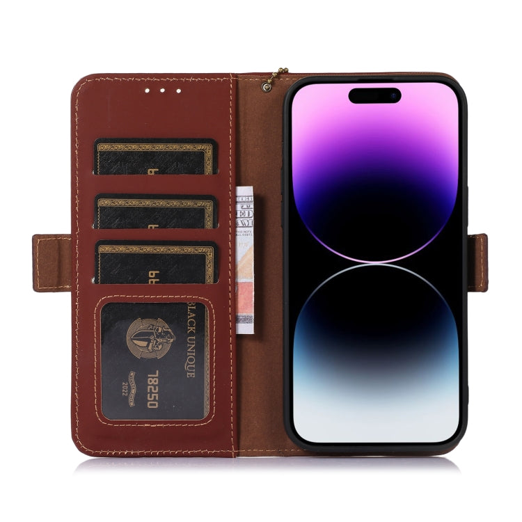 For Honor 90 5G Genuine Leather Magnetic RFID Leather Phone Case(Coffee)