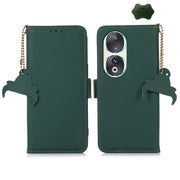 For Honor 90 5G Genuine Leather Magnetic RFID Leather Phone Case(Green)