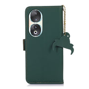 For Honor 90 5G Genuine Leather Magnetic RFID Leather Phone Case(Green)