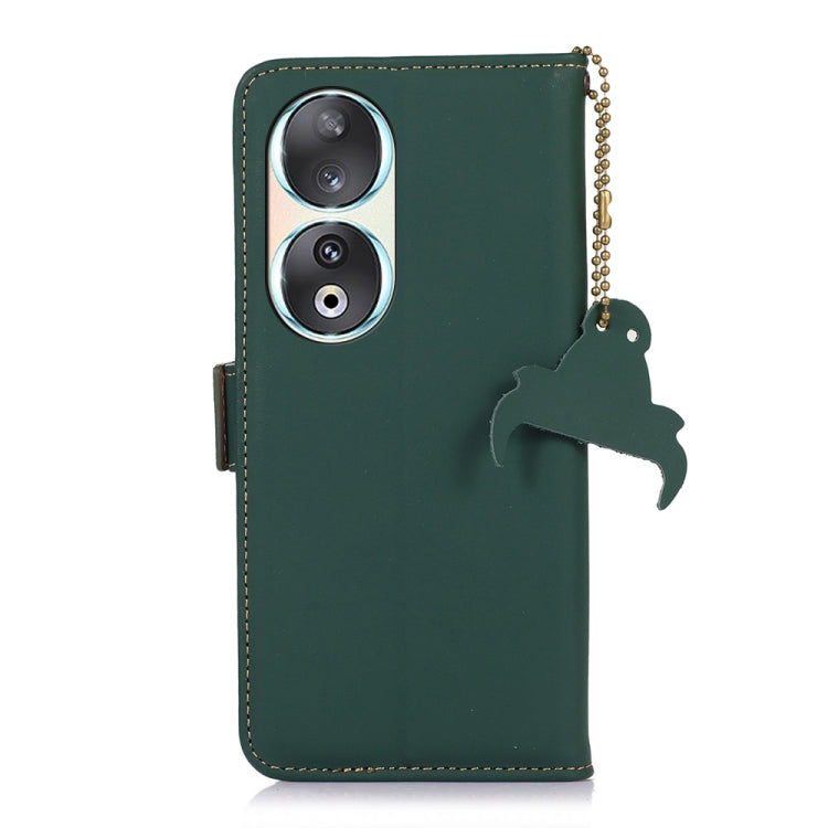 For Honor 90 5G Genuine Leather Magnetic RFID Leather Phone Case(Green)