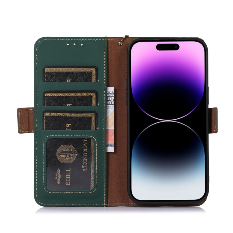 For Honor 90 5G Genuine Leather Magnetic RFID Leather Phone Case(Green)