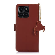 For Honor X6a Genuine Leather Magnetic RFID Leather Phone Case(Coffee)