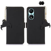 For Honor X5 Plus Genuine Leather Magnetic RFID Leather Phone Case(Black)