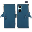 For Honor X5 Plus Genuine Leather Magnetic RFID Leather Phone Case(Blue) - Honor Cases by PMC TechLife | Online Shopping South Africa | PMC TechLife | Buy Now Pay Later Mobicred