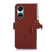 For Honor X5 Plus Genuine Leather Magnetic RFID Leather Phone Case(Coffee)