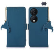 For Honor X7b Genuine Leather Magnetic RFID Leather Phone Case(Blue) - Honor Cases by PMC TechLife | Online Shopping South Africa | PMC TechLife | Buy Now Pay Later Mobicred