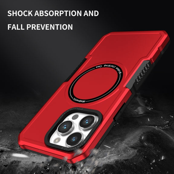 For iPhone 15 Pro MagSafe Shockproof Armor Phone Case(Red)