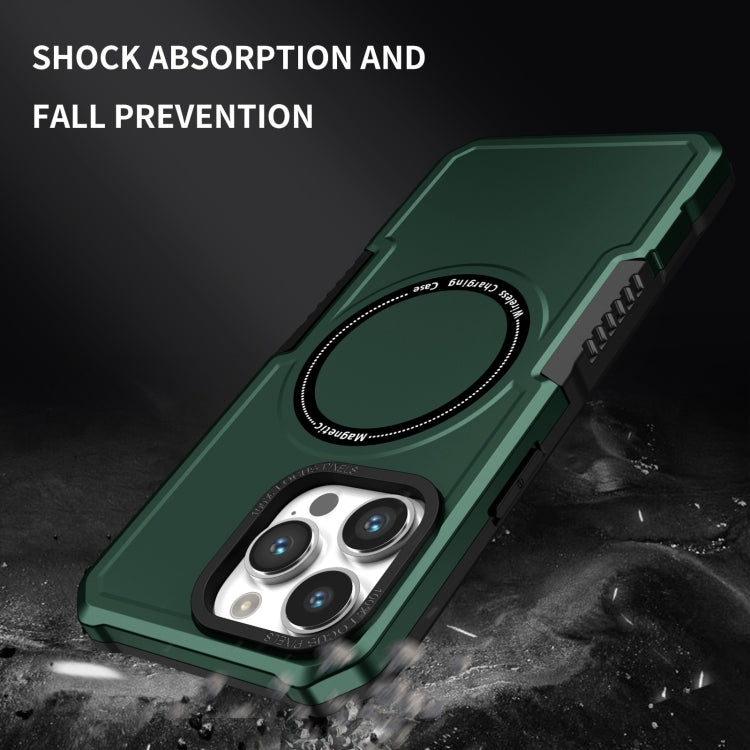 For iPhone 15 Pro MagSafe Shockproof Armor Phone Case(Dark Green)