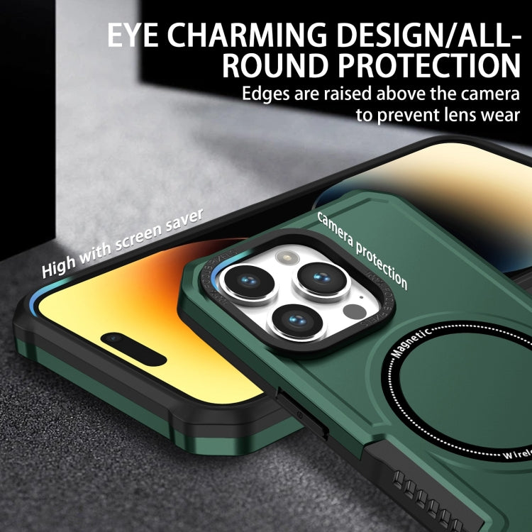 For iPhone 15 Pro MagSafe Shockproof Armor Phone Case(Dark Green)