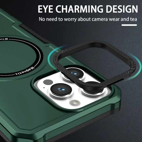 For iPhone 15 Pro MagSafe Shockproof Armor Phone Case(Dark Green)