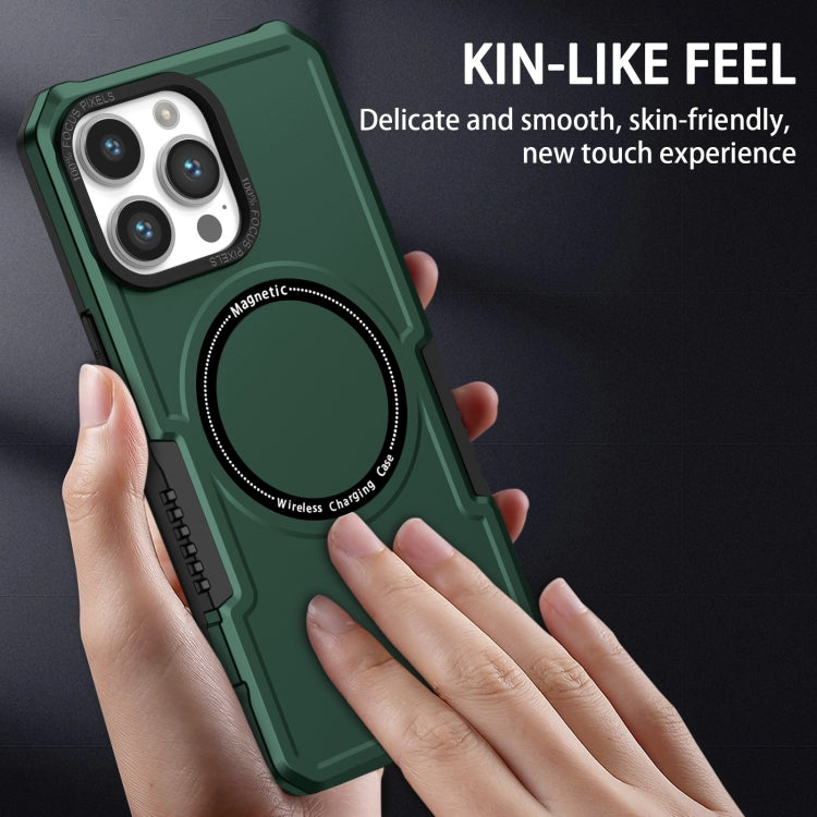 For iPhone 15 Pro MagSafe Shockproof Armor Phone Case(Dark Green)