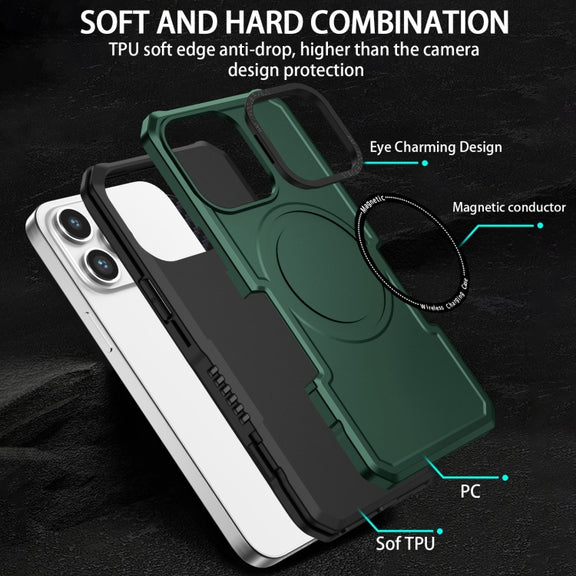 For iPhone 15 Pro MagSafe Shockproof Armor Phone Case(Dark Green)