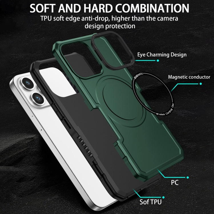 For iPhone 15 Pro MagSafe Shockproof Armor Phone Case(Dark Green)