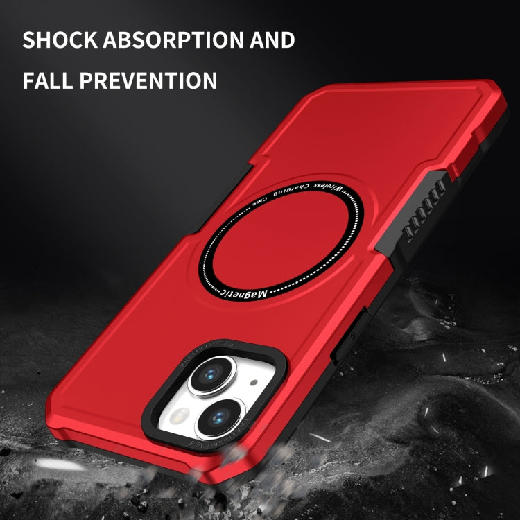 For iPhone 15 Plus MagSafe Shockproof Armor Phone Case(Red)
