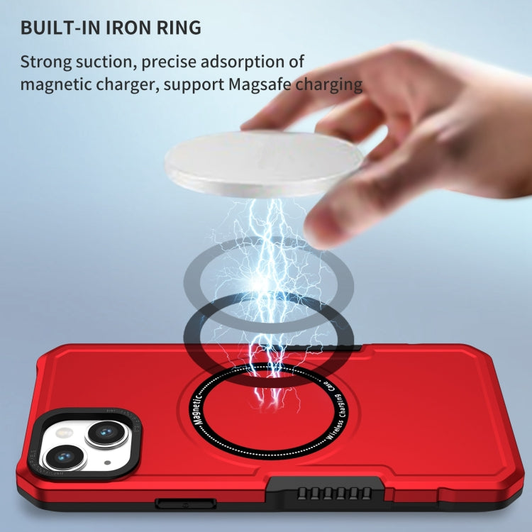 For iPhone 15 Plus MagSafe Shockproof Armor Phone Case(Red)