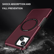 For iPhone 15 Plus MagSafe Shockproof Armor Phone Case(Wine Red)