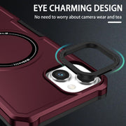 For iPhone 15 Plus MagSafe Shockproof Armor Phone Case(Wine Red)