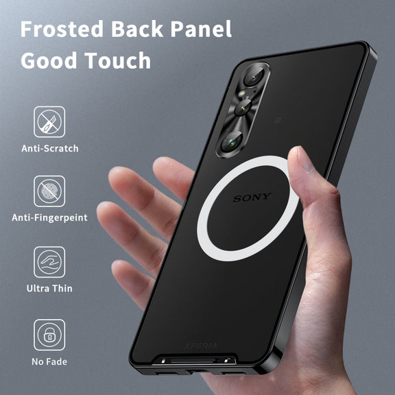 For Sony Xperia 1 VI Frosted Metal MagSafe Magnetic Phone Case(Black)