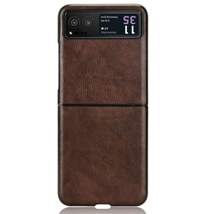 For Motorola Moto Razr 40 Litchi Texture Back Cover Phone Case(Brown)