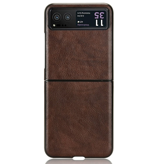 For Motorola Moto Razr 40 Litchi Texture Back Cover Phone Case(Brown)