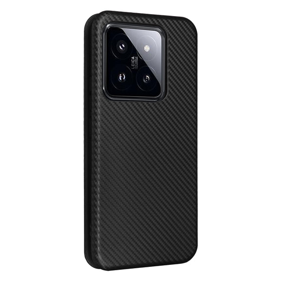For Xiaomi 14 Pro Carbon Fiber Texture Flip Leather Phone Case(Black)