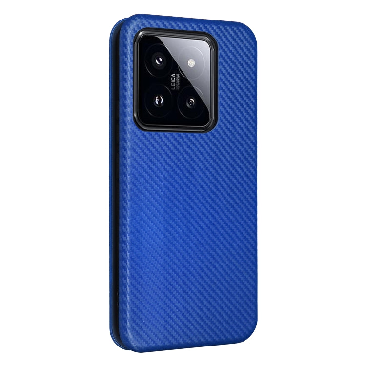 For Xiaomi 14 Pro Carbon Fiber Texture Flip Leather Phone Case(Blue)