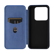 For Xiaomi 14 Pro Carbon Fiber Texture Flip Leather Phone Case(Blue)