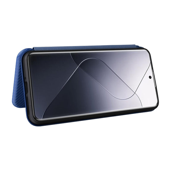 For Xiaomi 14 Pro Carbon Fiber Texture Flip Leather Phone Case(Blue)