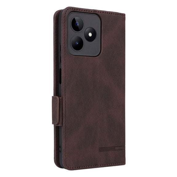 For Realme C53 4G / Narzo N53 4G Magnetic Clasp Leather Phone Case(Brown)