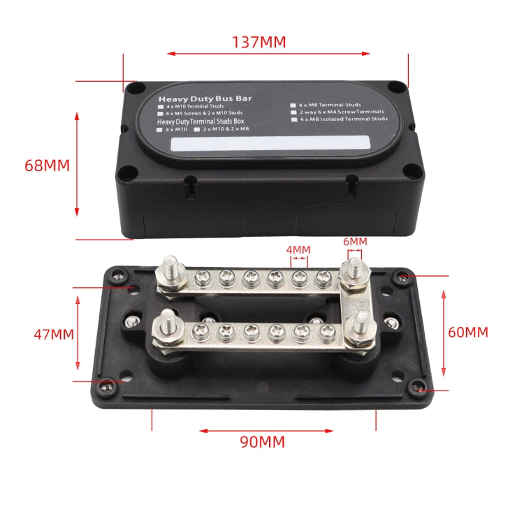 CP-3158 300A 12-48V RV Yacht Modified Double Row 12-way M6 Terminal Busbar with 12pcs Terminals