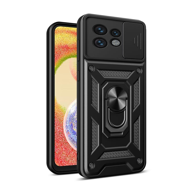 For Motorola Edge 40 Pro Sliding Camera Cover Design TPU+PC Phone Case(Black)