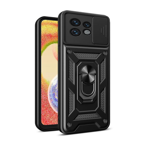 For Motorola Edge 40 Pro Sliding Camera Cover Design TPU+PC Phone Case(Black)