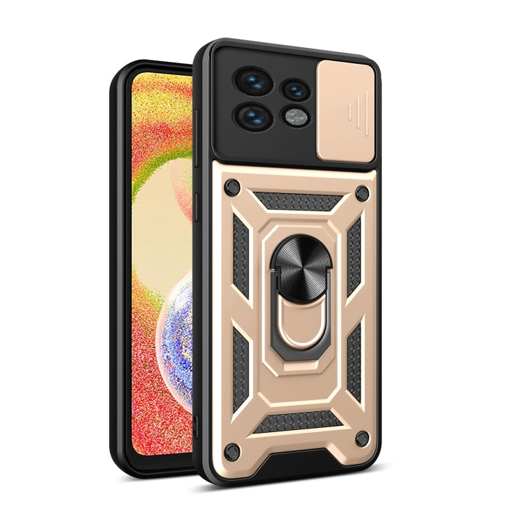 For Motorola Edge 40 Pro Sliding Camera Cover Design TPU+PC Phone Case(Gold)