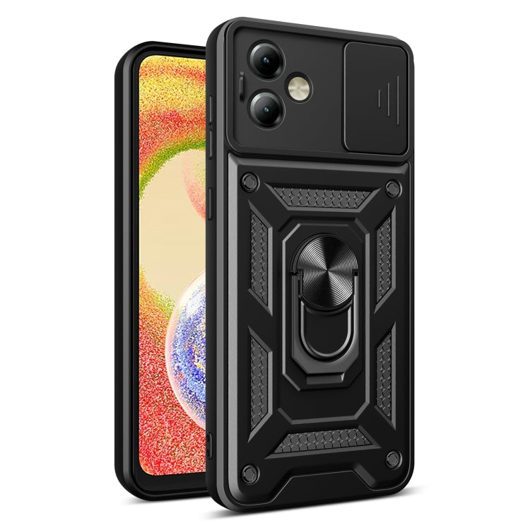 For Motorola Moto G14 Sliding Camera Cover Design TPU+PC Phone Case(Black)