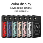 For Motorola Moto G14 Sliding Camera Cover Design TPU Hybrid PC Phone Case(Blue)