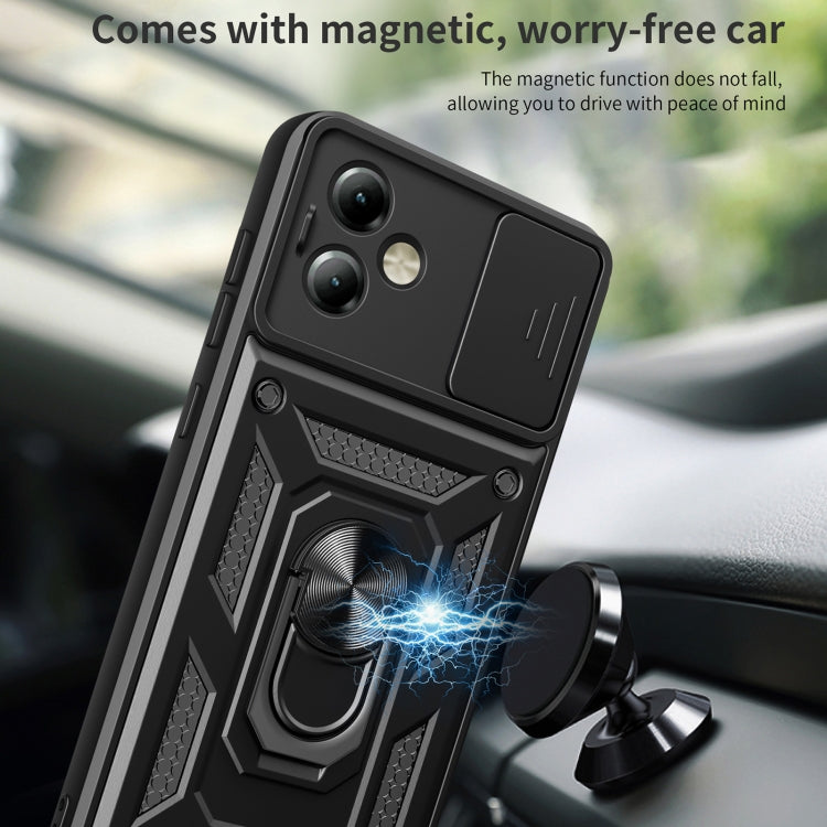 For Motorola Moto G14 Sliding Camera Cover Design TPU Hybrid PC Phone Case(Blue)