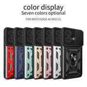 For Motorola Edge 40 Neo 5G Sliding Camera Cover Design TPU Hybrid PC Phone Case(Blue)